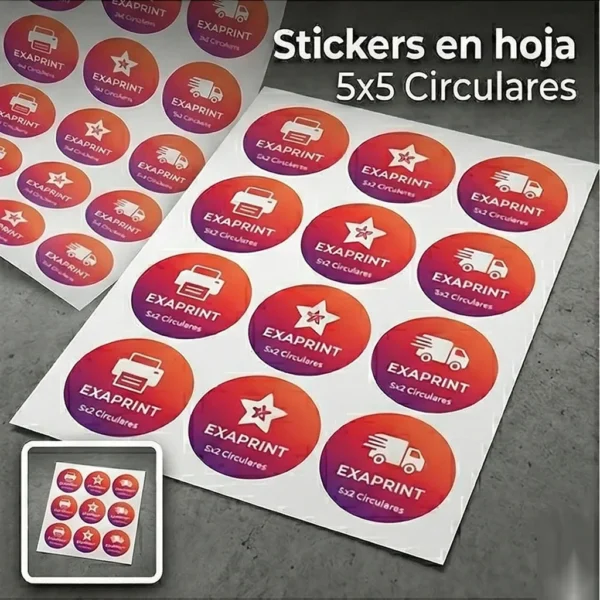 Stickers-Etiquetas Estándar Stickers en hoja 5 x 5 Circulares Stickers-Etiquetas Estándar Stickers en hoja 5 x 5 Circulares