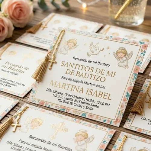 Tarjeta Santitos de bautizo