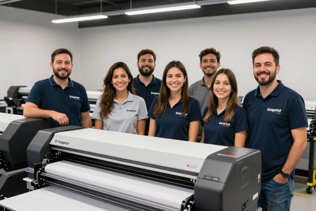 Equipo profesional de Exaprint listo para atender proyectos