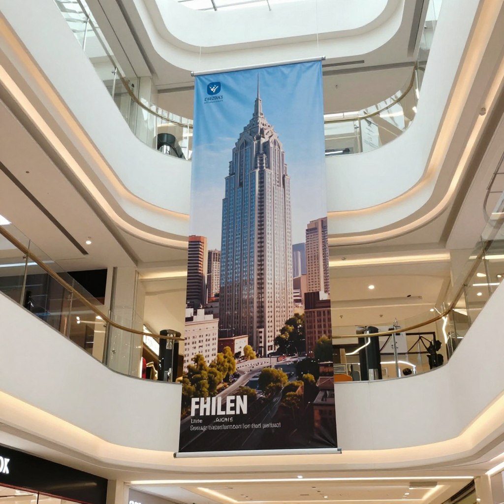 Pendones colgantes para máxima visibilidad en eventos